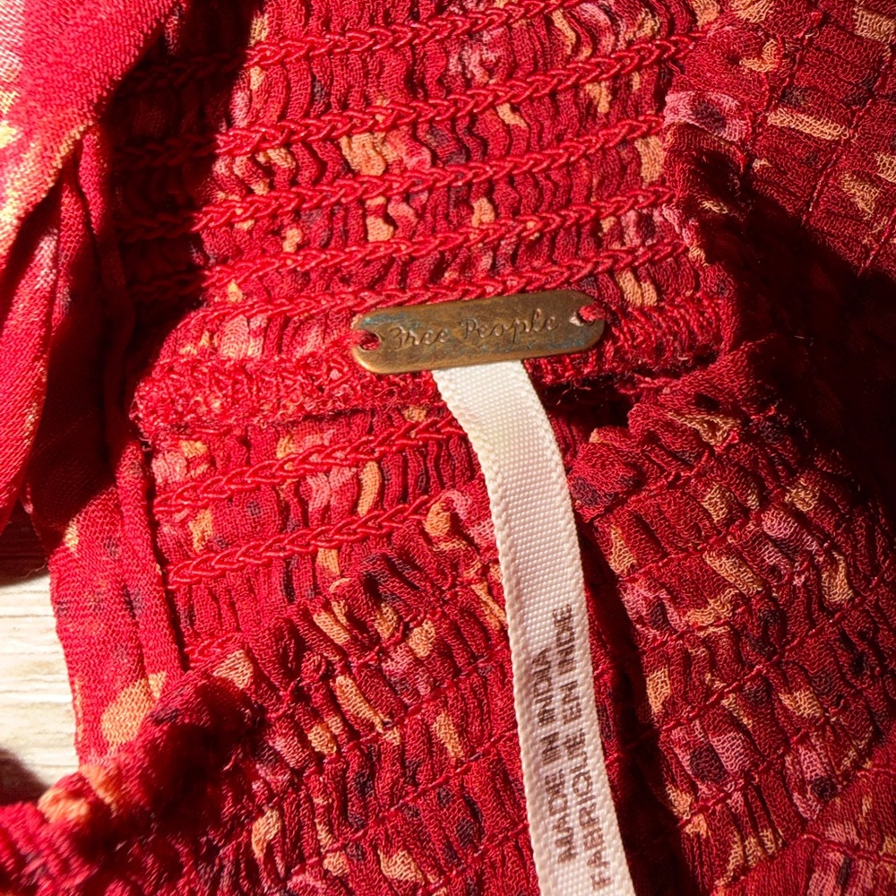 Free People Burgundy Floral Blouse - Picture 8 of 10